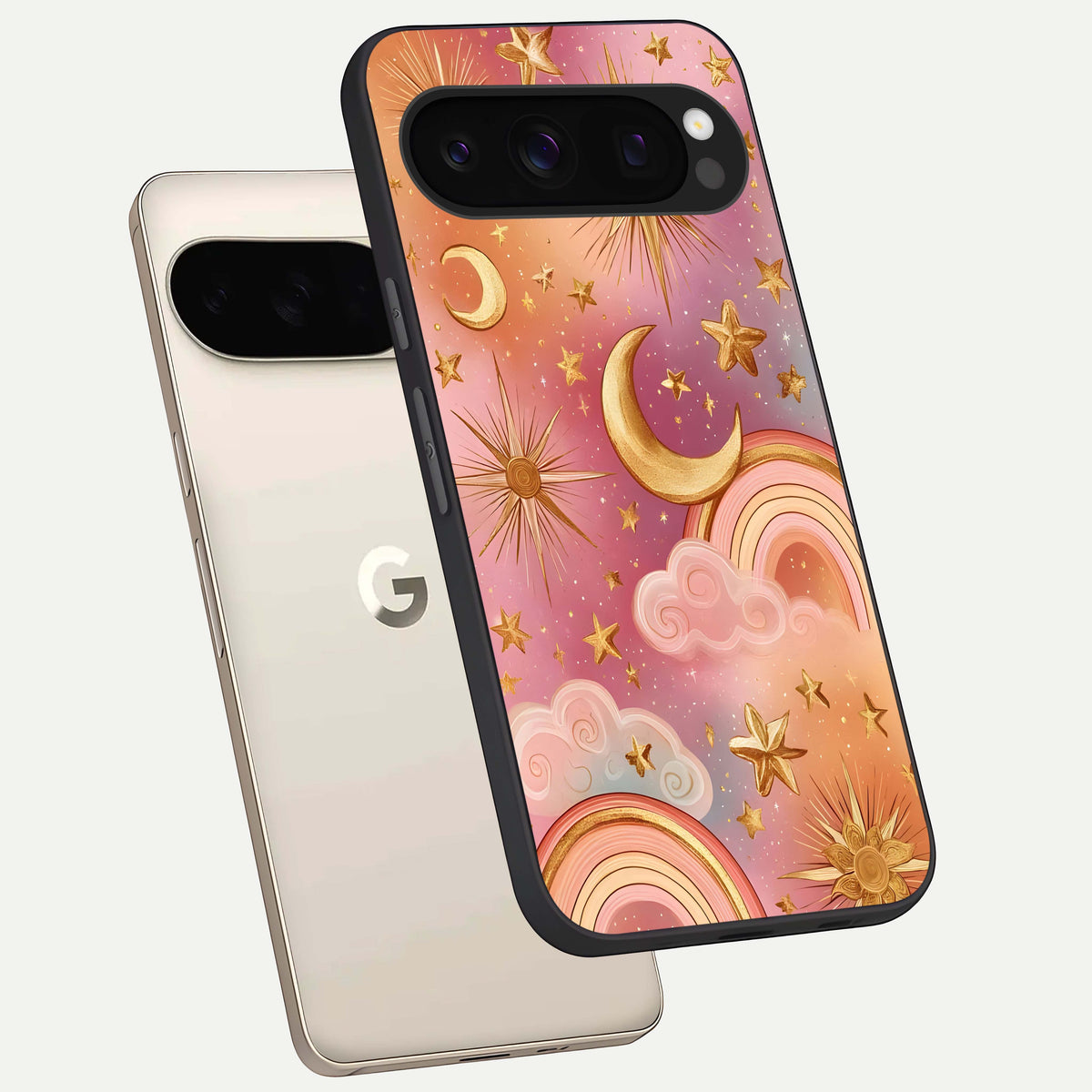  Golden Celestial Dreams phone case For Google Pixel 10 Pro showing premium glass back cover with detailed artwork