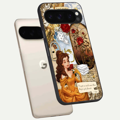  Golden Dream Belle phone case For Google Pixel 10 Pro showing premium glass back cover with detailed artwork