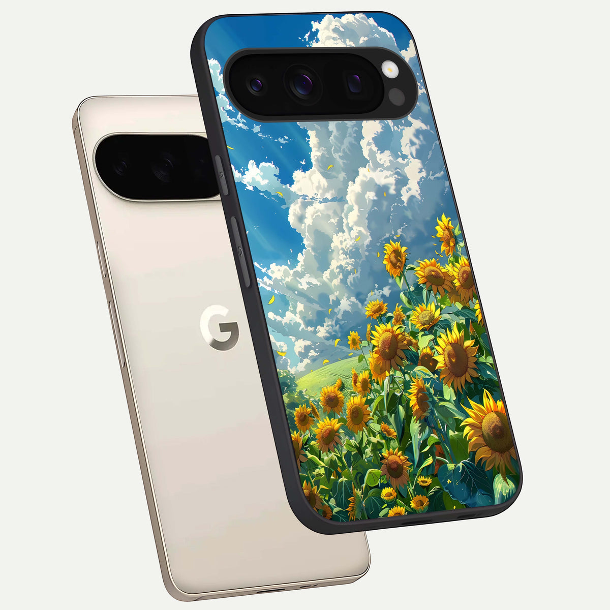  Golden Sun Glory phone case For Google Pixel 10 Pro showing premium glass back cover with detailed artwork