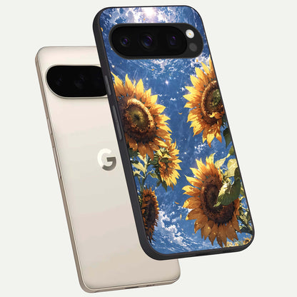  Heavenly Sunflower Rise phone case For Google Pixel 10 Pro showing premium glass back cover with detailed artwork