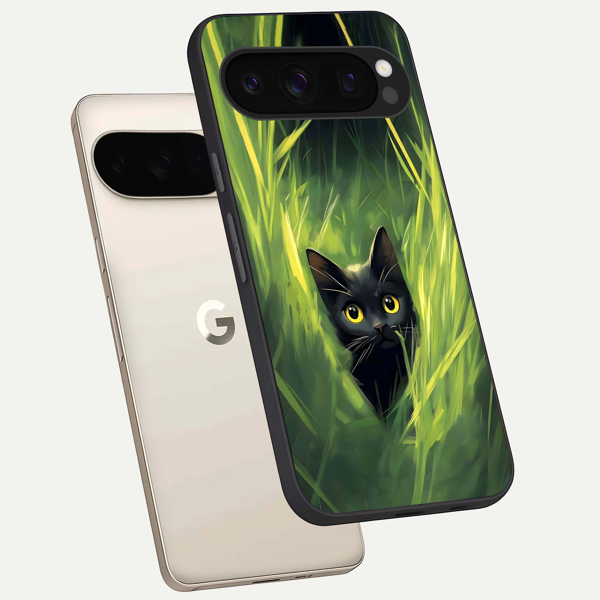  Hidden Cat Whisper phone case For Google Pixel 10 Pro showing premium glass back cover with detailed artwork