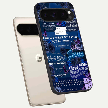  Kingdom Faith Glow phone case For Google Pixel 10 Pro showing premium glass back cover with detailed artwork