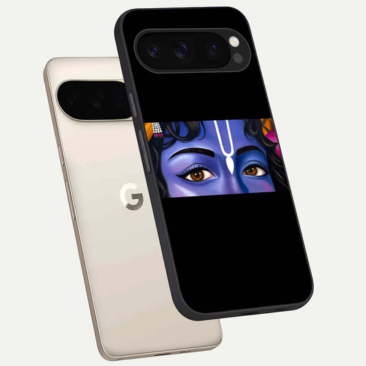  Krishna Eye phone case For Google Pixel 10 Pro showing premium glass back cover with detailed artwork