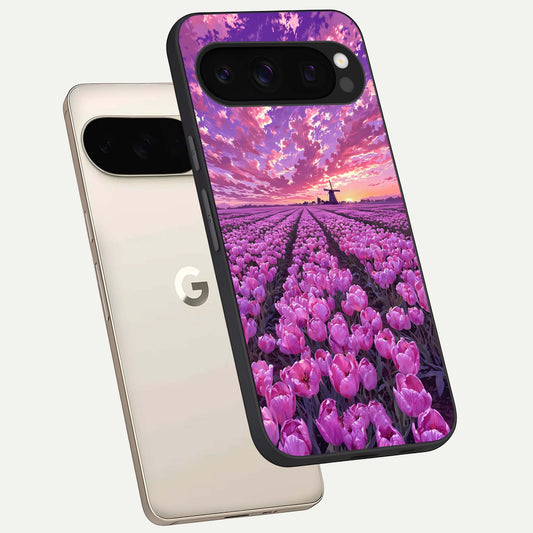  Lavender Dream Skies phone case For Google Pixel 10 Pro showing premium glass back cover with detailed artwork