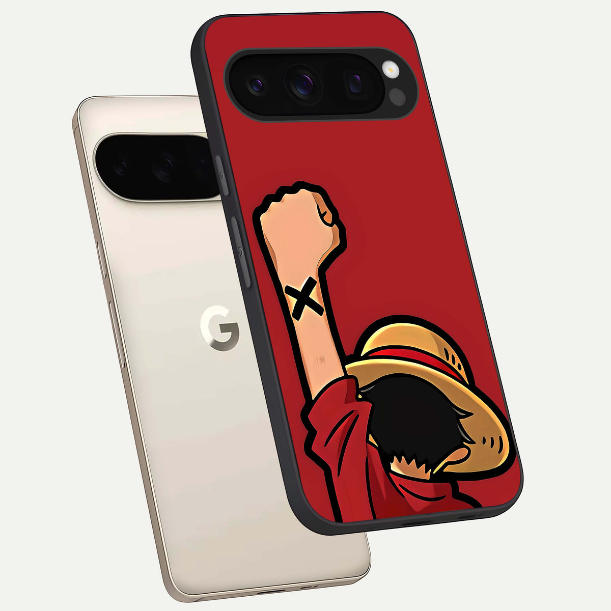  Luffy X Spirit phone case For Google Pixel 10 Pro showing premium glass back cover with detailed artwork