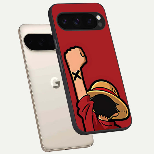  Luffy X Spirit phone case For Google Pixel 10 Pro showing premium glass back cover with detailed artwork