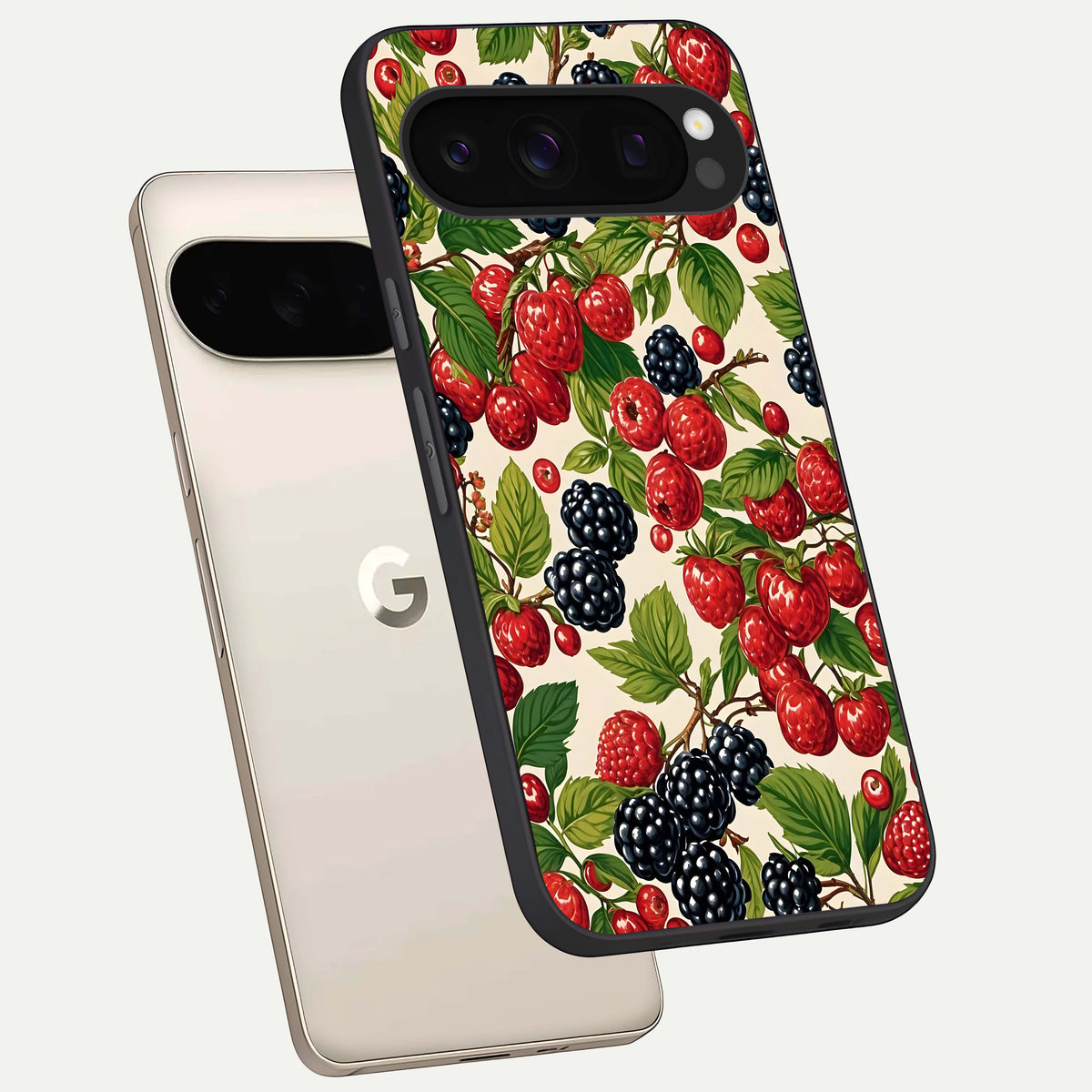  Mixed Berry Collage phone case For Google Pixel 10 Pro showing premium glass back cover with detailed artwork