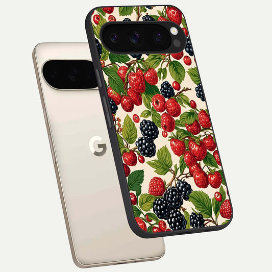  Mixed Berry Collage phone case For Google Pixel 10 Pro showing premium glass back cover with detailed artwork