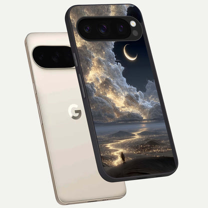  Moonlight Spark Path phone case For Google Pixel 10 Pro showing premium glass back cover with detailed artwork