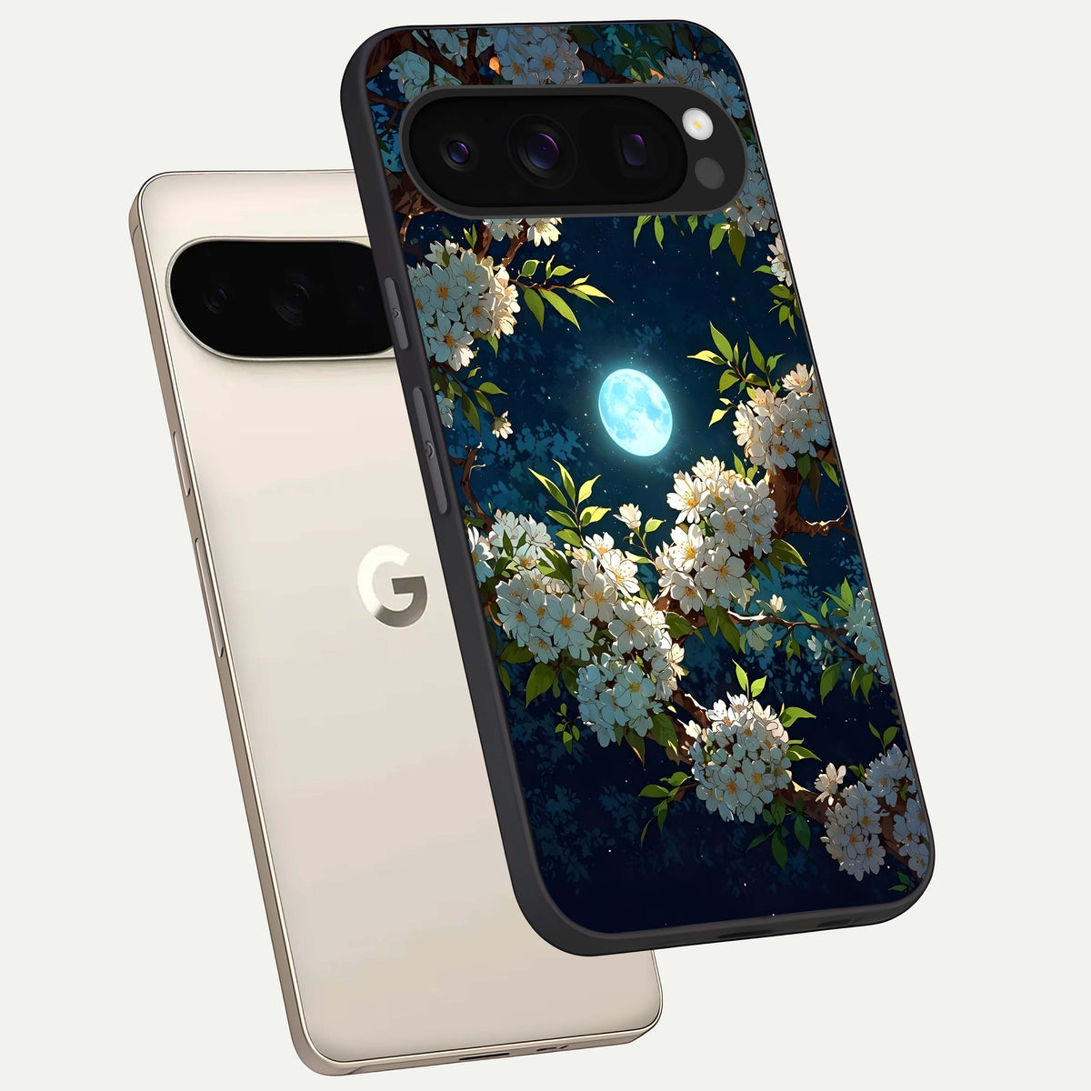  Moonlit Blossom Dream phone case For Google Pixel 10 Pro showing premium glass back cover with detailed artwork