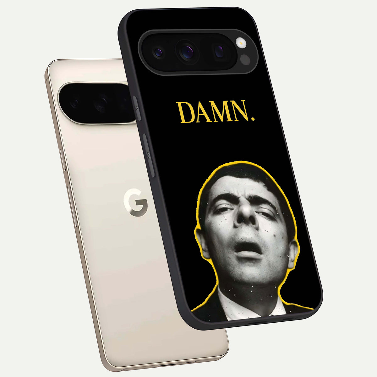  Mr Bean Damn phone case For Google Pixel 10 Pro showing premium glass back cover with detailed artwork