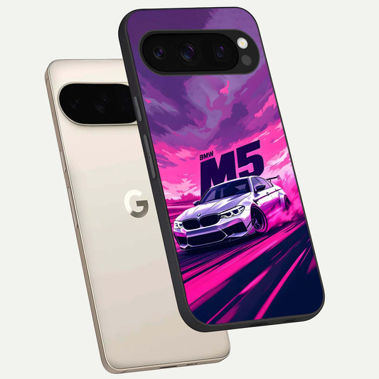  MS Neon Car phone case For Google Pixel 10 Pro showing premium glass back cover with detailed artwork