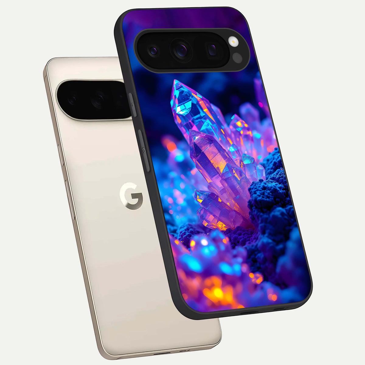  Neon Aura Shards phone case For Google Pixel 10 Pro showing premium glass back cover with detailed artwork