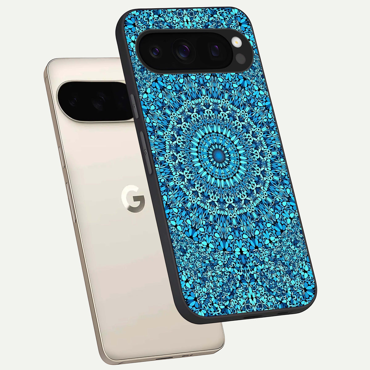  Ocean Bloom Mandala phone case For Google Pixel 10 Pro showing premium glass back cover with detailed artwork