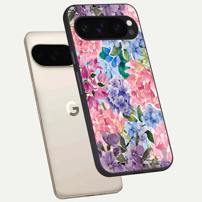  Pastel Floral Mix phone case For Google Pixel 10 Pro showing premium glass back cover with detailed artwork