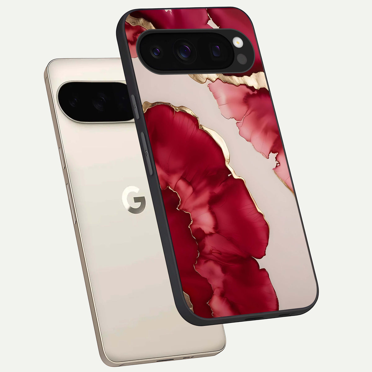  Pink And White Marble phone case For Google Pixel 10 Pro showing premium glass back cover with detailed artwork