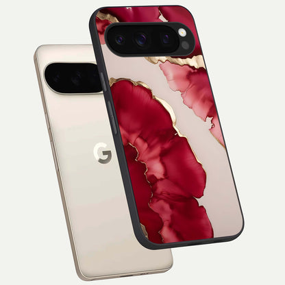  Pink And White Marble phone case For Google Pixel 10 Pro showing premium glass back cover with detailed artwork