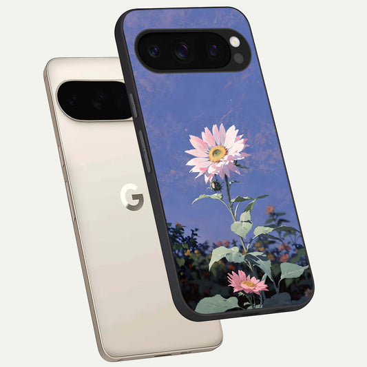  Pink Shells Outline phone case For Google Pixel 10 Pro showing premium glass back cover with detailed artwork