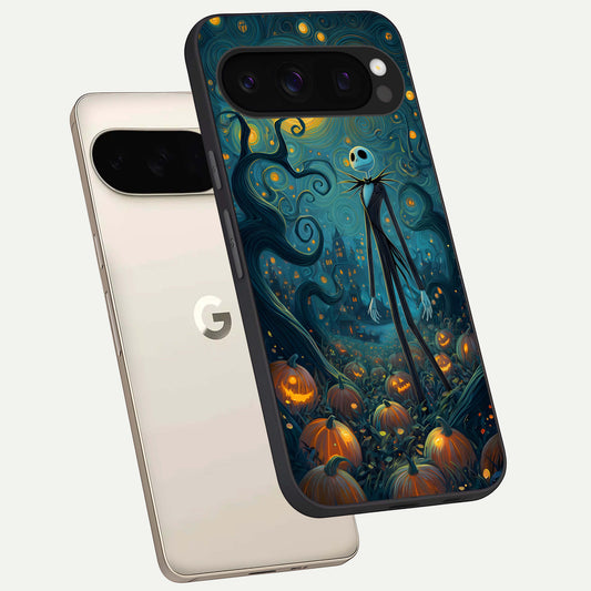  Pumpkin Moonlight Tale phone case For Google Pixel 10 Pro showing premium glass back cover with detailed artwork