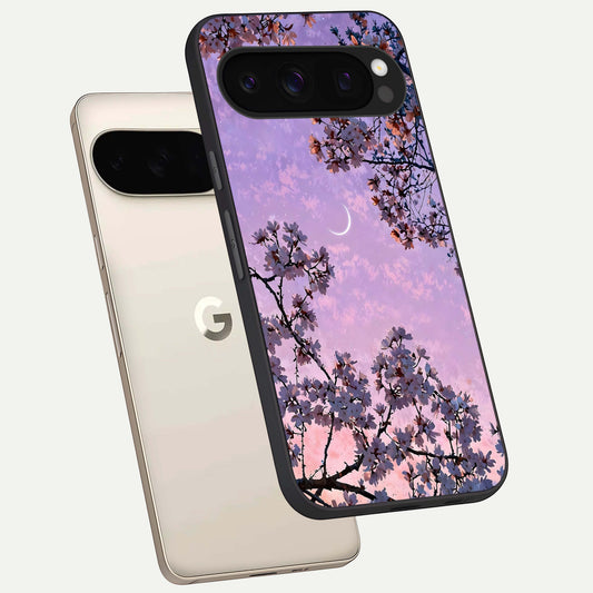  Purple Serenity Moon phone case For Google Pixel 10 Pro showing premium glass back cover with detailed artwork