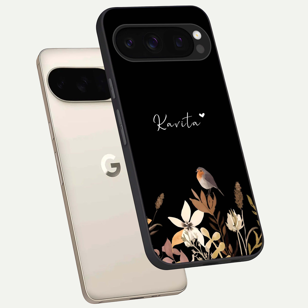  Quiet Garden Tune Custom Name phone case For Google Pixel 10 Pro showing premium glass back cover with detailed artwork