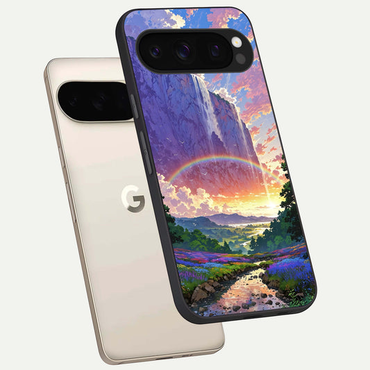  Rainbow Valley Dream phone case For Google Pixel 10 Pro showing premium glass back cover with detailed artwork