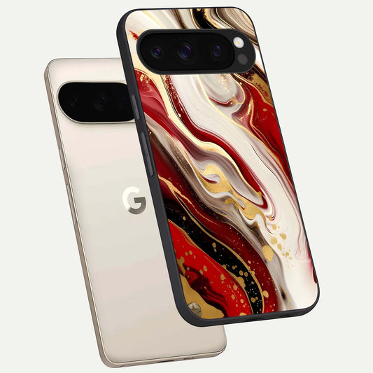  Red And White Marble phone case For Google Pixel 10 Pro showing premium glass back cover with detailed artwork