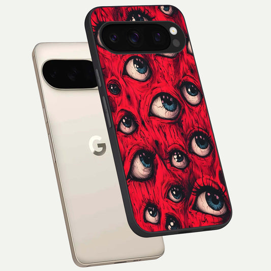  Red Eyes Pattern phone case For Google Pixel 10 Pro showing premium glass back cover with detailed artwork