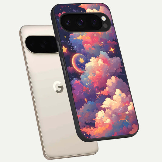  Starlit Dream Clouds phone case For Google Pixel 10 Pro showing premium glass back cover with detailed artwork