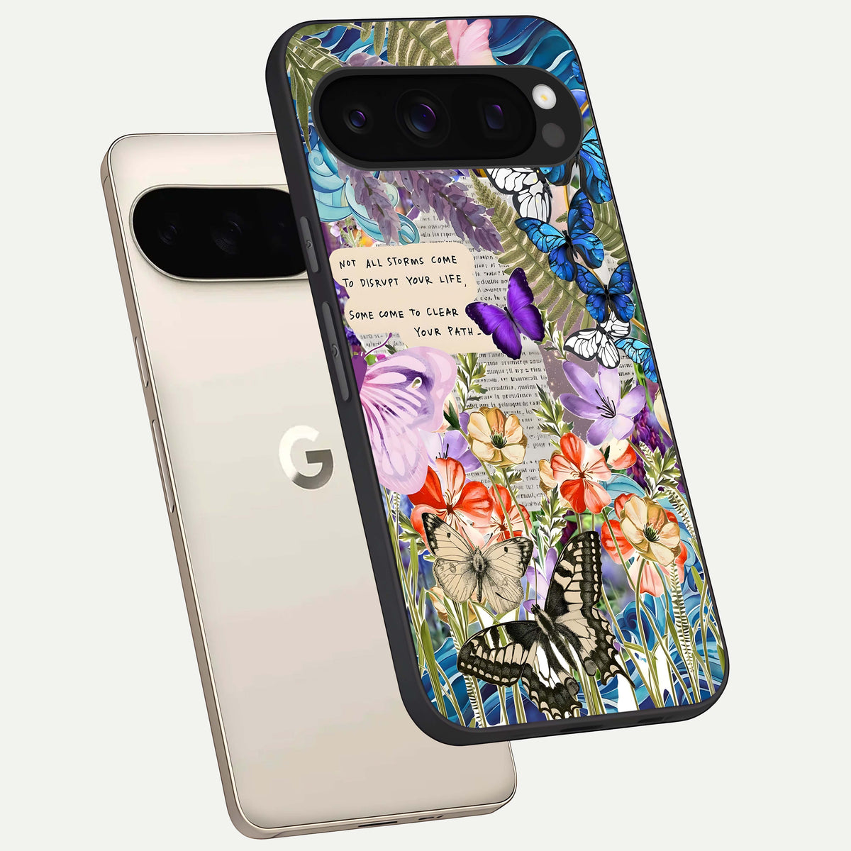  Storm Path Bloom phone case For Google Pixel 10 Pro showing premium glass back cover with detailed artwork