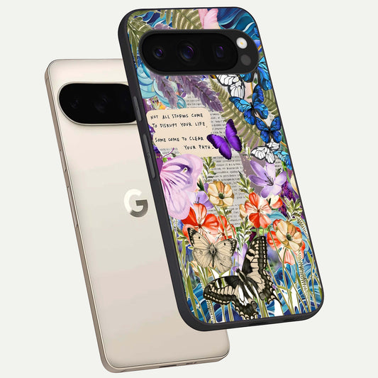  Storm Path Bloom phone case For Google Pixel 10 Pro showing premium glass back cover with detailed artwork