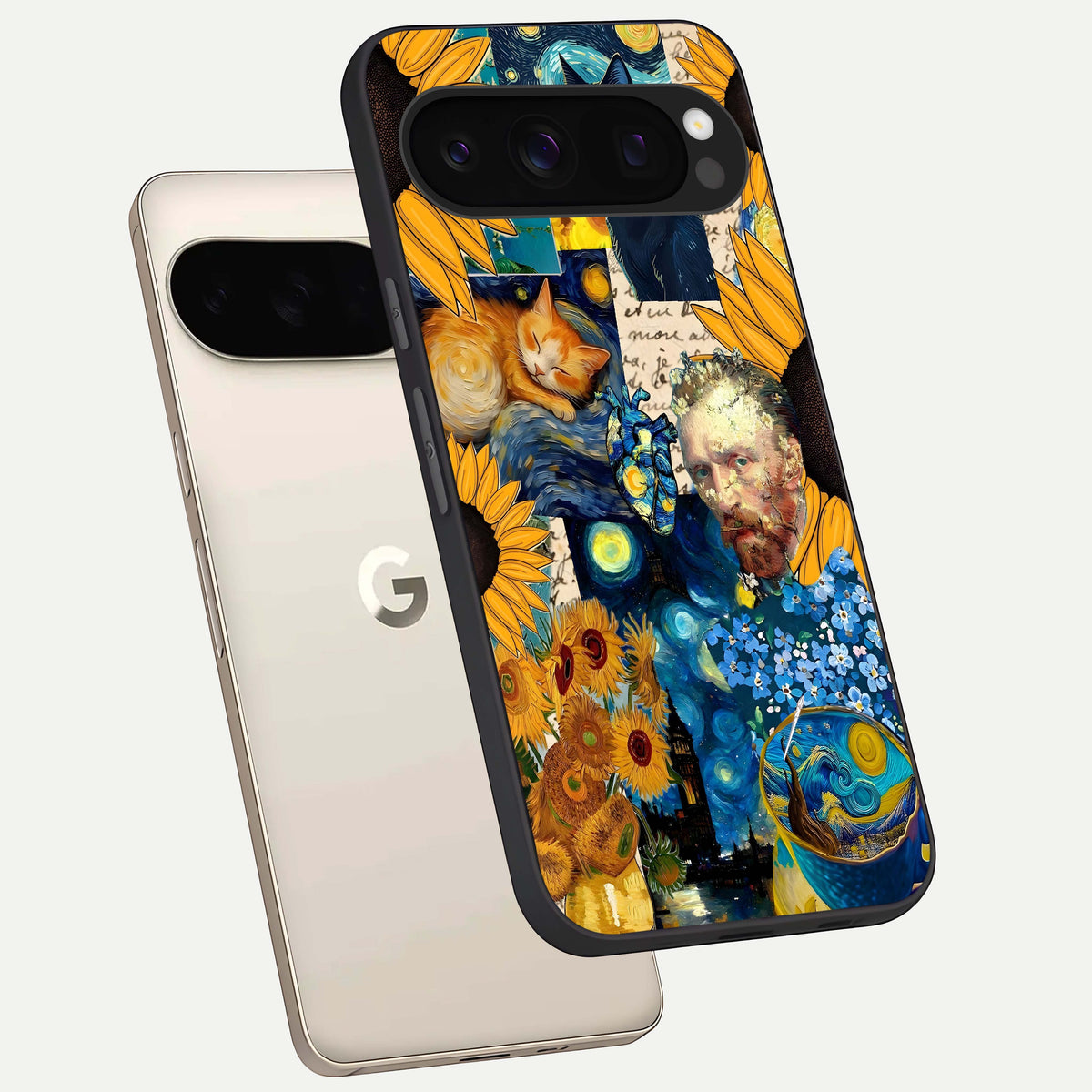  Sunflower Chic Mood Custom Name phone case For Google Pixel 10 Pro showing premium glass back cover with detailed artwork