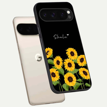  Sunflower Sky Bloom phone case For Google Pixel 10 Pro showing premium glass back cover with detailed artwork