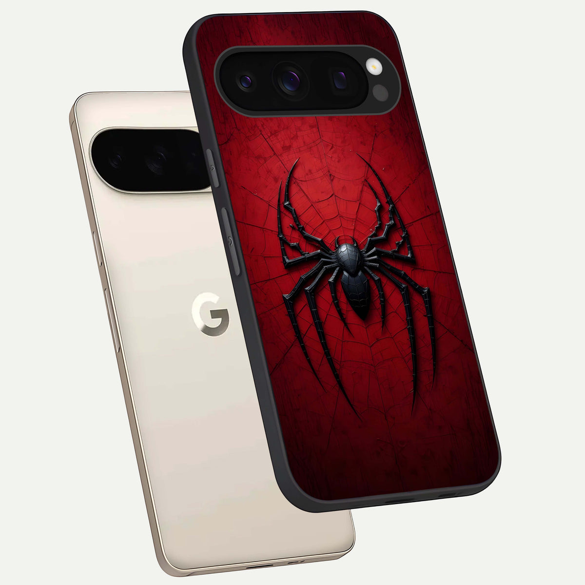  Superhero Web Emblem phone case For Google Pixel 10 Pro showing premium glass back cover with detailed artwork