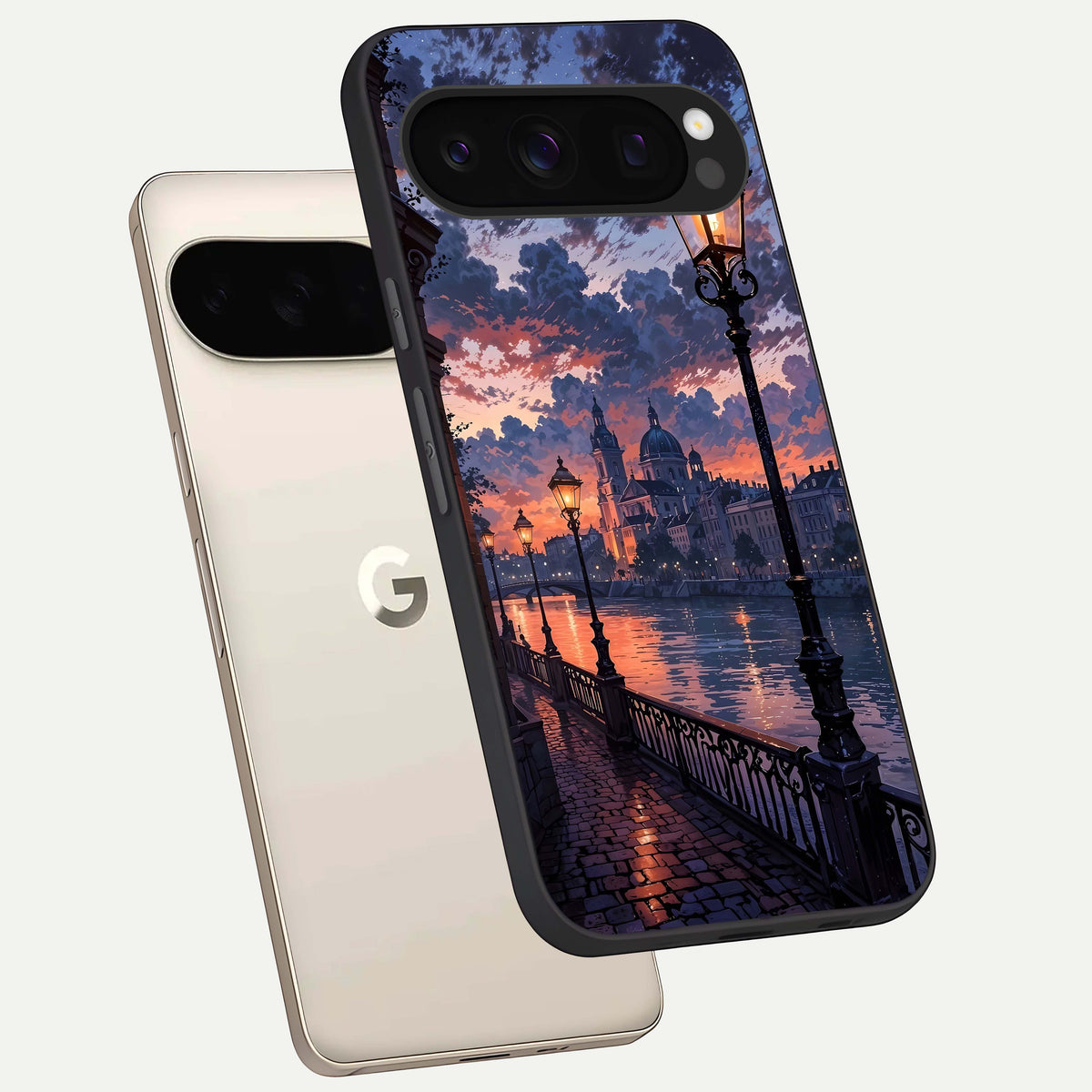  Twilight River Lights phone case For Google Pixel 10 Pro showing premium glass back cover with detailed artwork