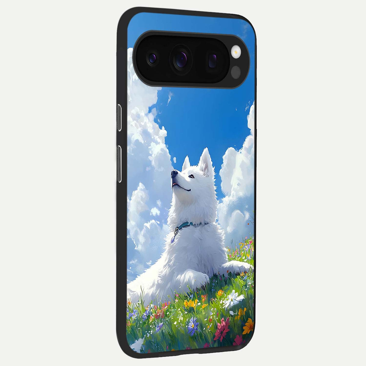  Blissful Cloud Pup back cover For Google Pixel 10 Pro slim fit glass case with vibrant aesthetic design
