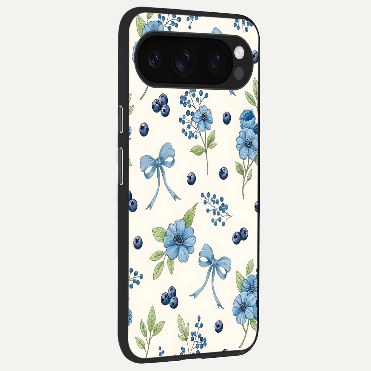  Blue Flower And Bow back cover For Google Pixel 10 Pro slim fit glass case with vibrant aesthetic design