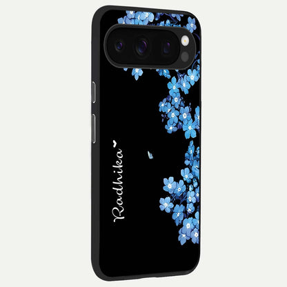  Blue Petal Dream Custom Name back cover For Google Pixel 10 Pro slim fit glass case with vibrant aesthetic design