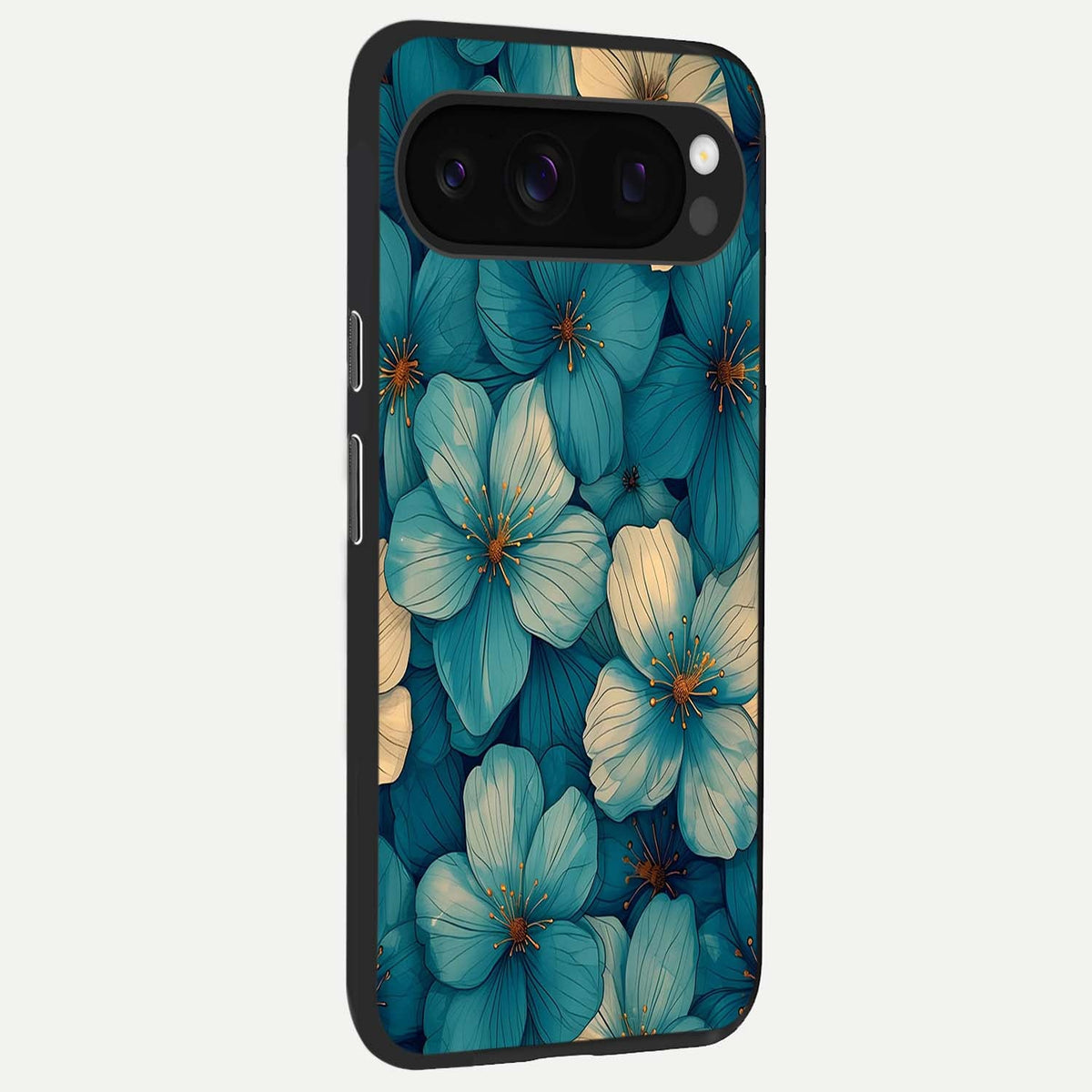  Blue Shade Floral back cover For Google Pixel 10 Pro slim fit glass case with vibrant aesthetic design