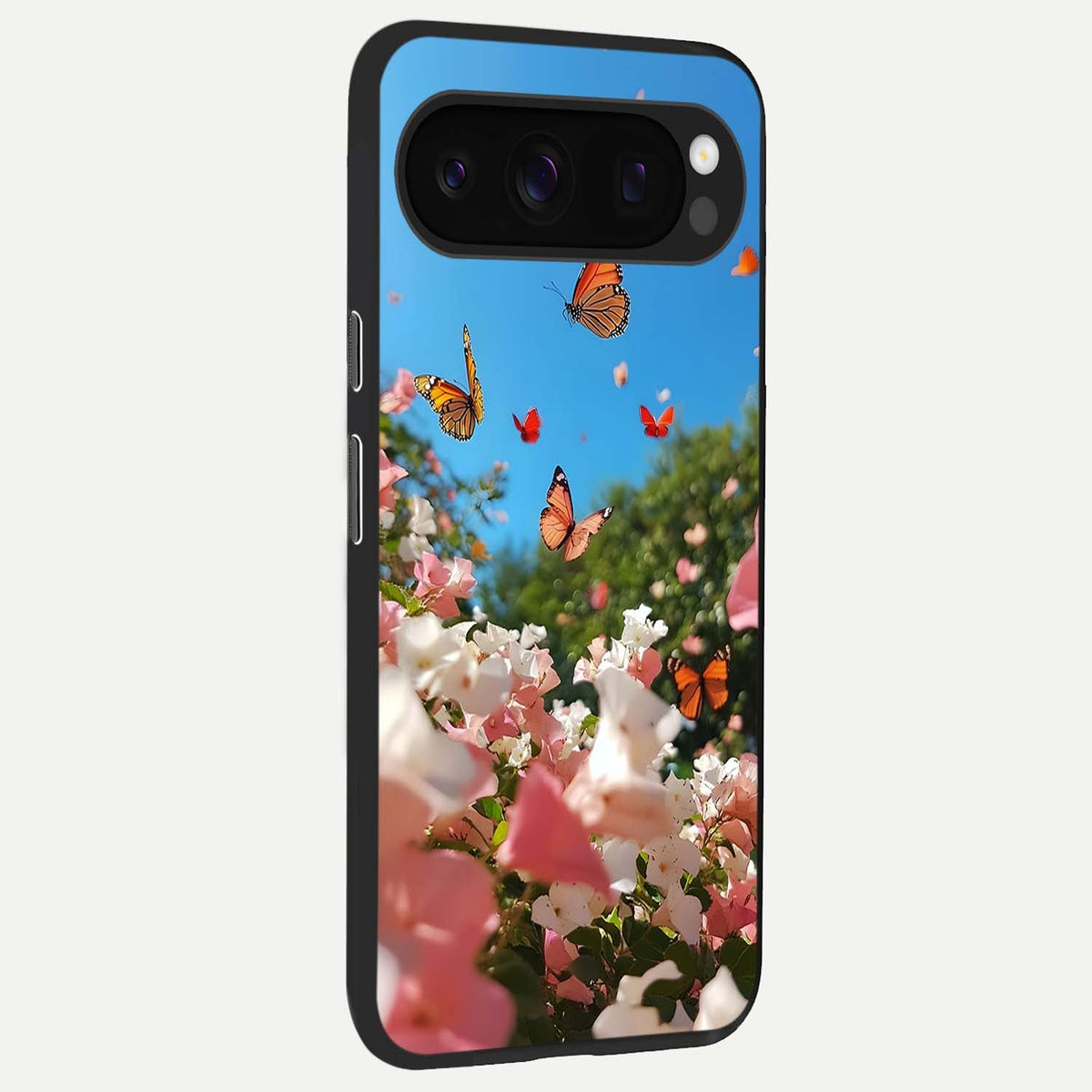  Butterflies In Bloom Sky back cover For Google Pixel 10 Pro slim fit glass case with vibrant aesthetic design