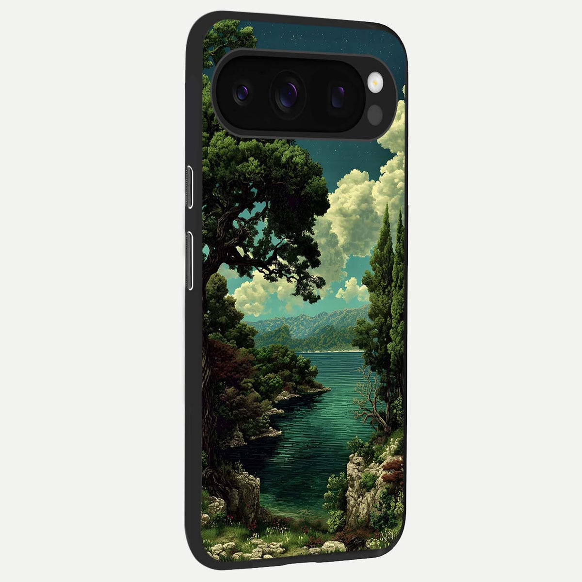  Celestial Lake Peace back cover For Google Pixel 10 Pro slim fit glass case with vibrant aesthetic design