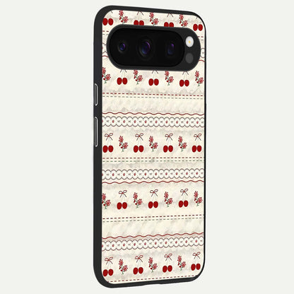  Cherry Bloom Charm back cover For Google Pixel 10 Pro slim fit glass case with vibrant aesthetic design