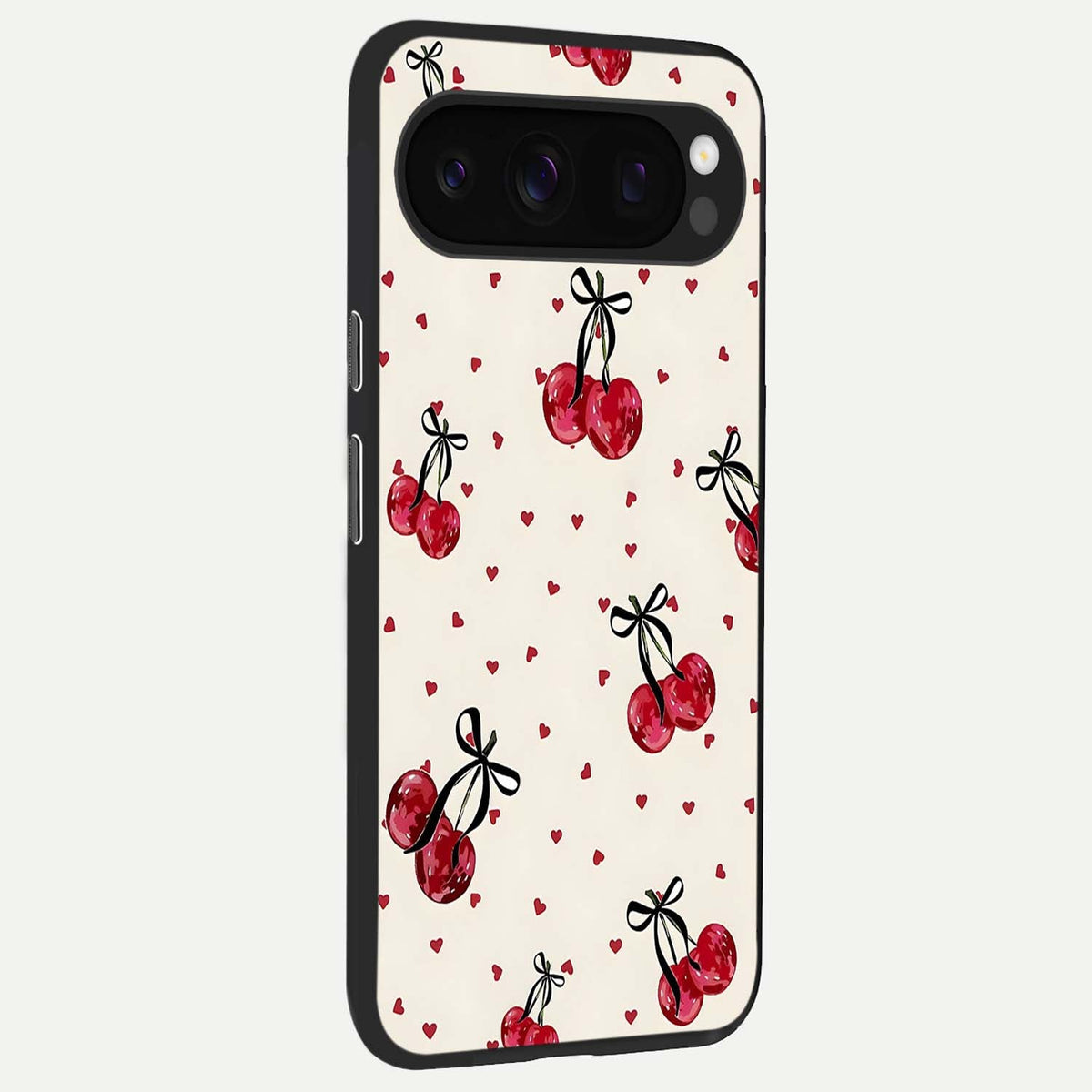  Cherry Heart Bow back cover For Google Pixel 10 Pro slim fit glass case with vibrant aesthetic design