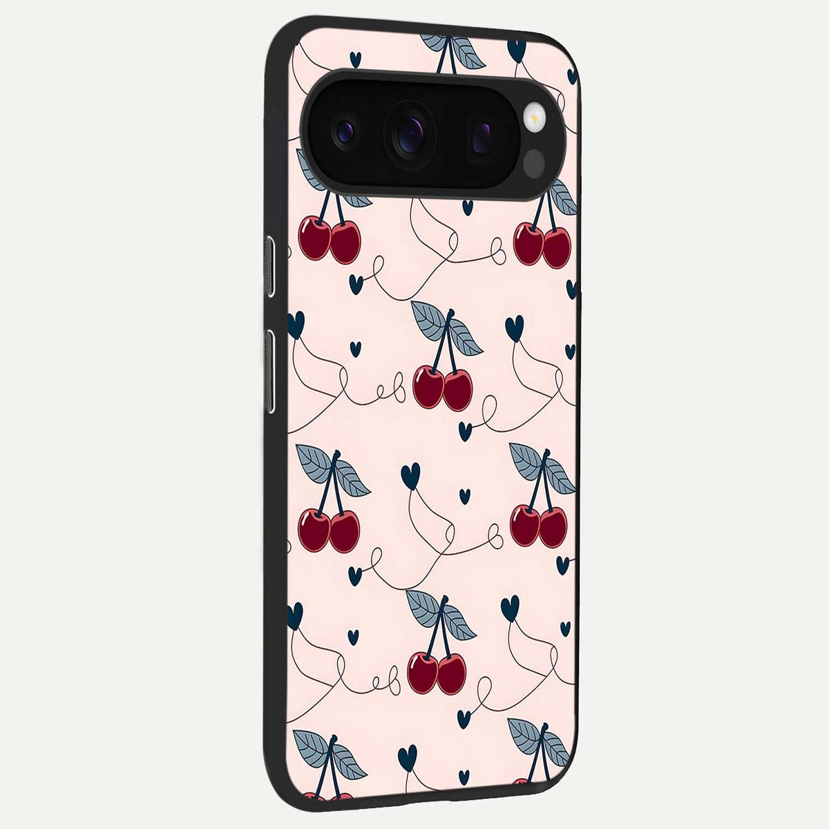  Cherry Heart Line back cover For Google Pixel 10 Pro slim fit glass case with vibrant aesthetic design