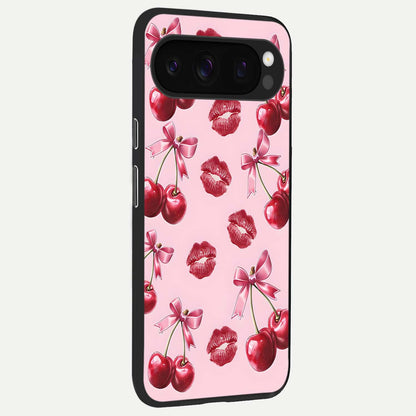 Cherry With Lips back cover For Google Pixel 10 Pro slim fit glass case with vibrant aesthetic design