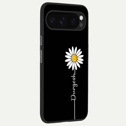  Custom Name White Flower back cover For Google Pixel 10 Pro slim fit glass case with vibrant aesthetic design