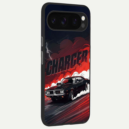  Dark Charger Fury back cover For Google Pixel 10 Pro slim fit glass case with vibrant aesthetic design