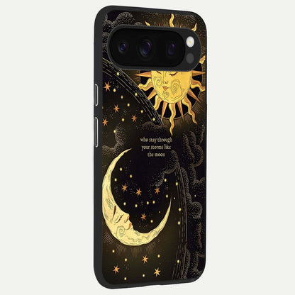  Golden Lunar Love back cover For Google Pixel 10 Pro slim fit glass case with vibrant aesthetic design