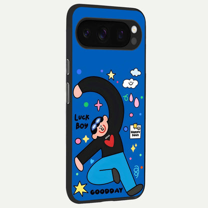  Happy Luck Vibe back cover For Google Pixel 10 Pro slim fit glass case with vibrant aesthetic design