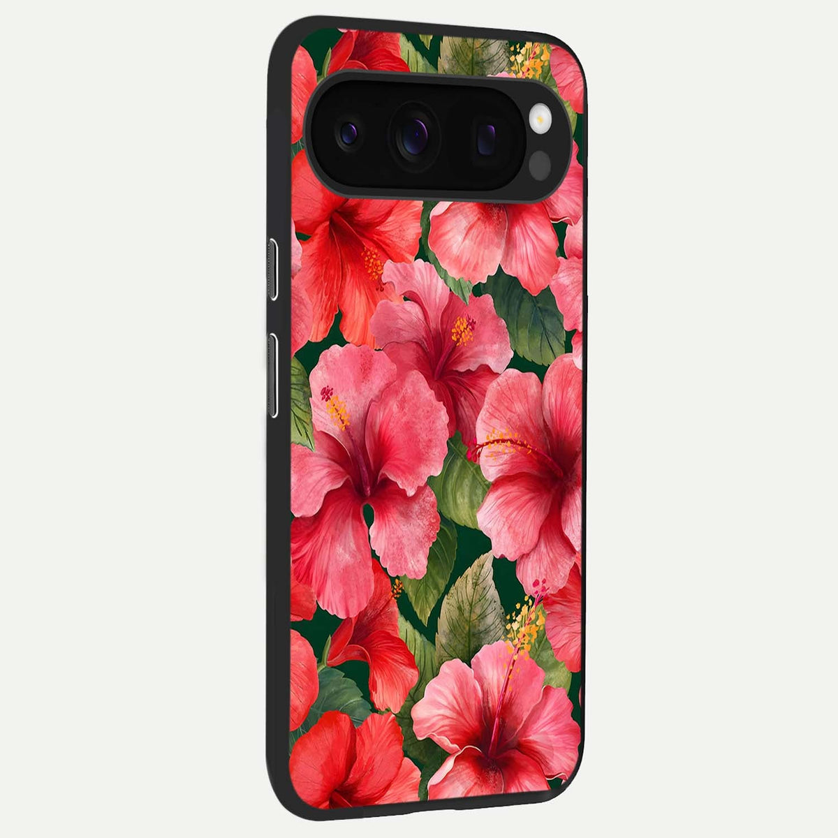  Hibiscus Pattern back cover For Google Pixel 10 Pro slim fit glass case with vibrant aesthetic design